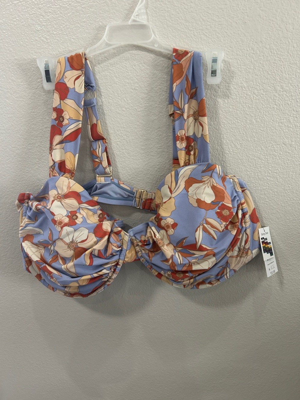Floral Underwire Bikini Top in Lavender and Rust